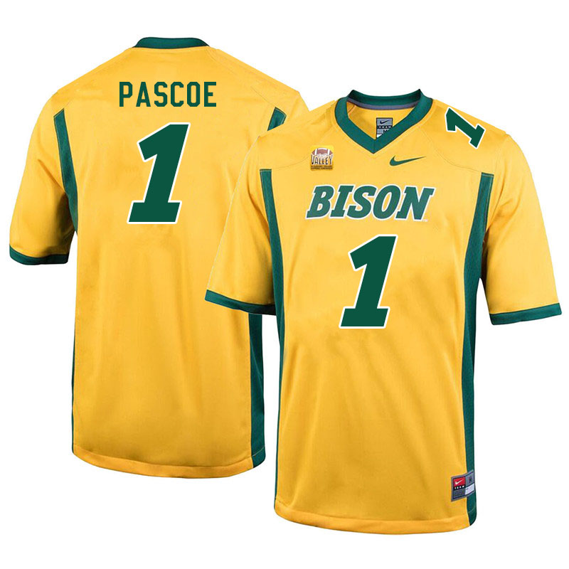Men #1 Britton Pascoe North Dakota State Bison College Football Jerseys Sale-Yellow - Click Image to Close